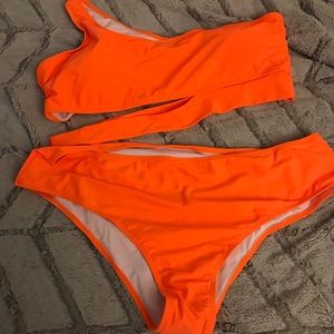 2 piece Neon Orange Bikini from Shein